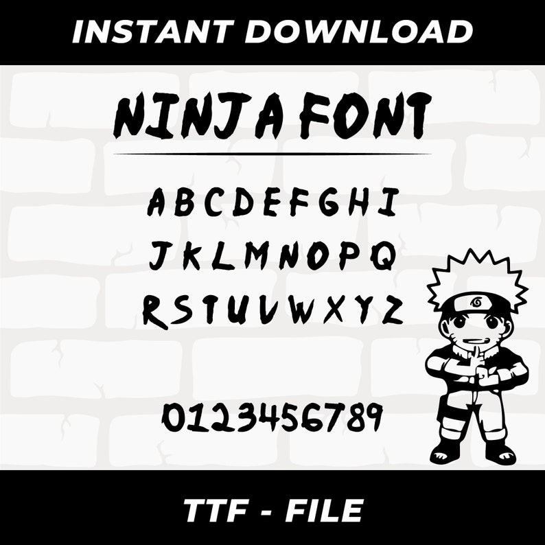 Ninja Font TTF Download Instant Access for Animeinspired Etsy