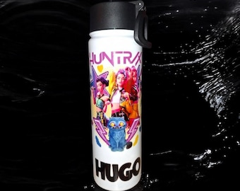 Botella de agua personalizada de cazadores de demonios K-pop / Botella de anime con nombre personalizado / Termo deportivo escolar / Regalo K-pop para niños y adolescentes