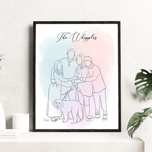 Custom line Drawing | Digital Portrait | wedding gifts | Family Portrait | Mothers day | Faceless drawing | Fathers day gift | Line art