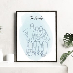 Custom line Drawing Mothers day gift wedding gifts Family Portrait Minimalist portrait personalised gift Faceless art Line art image 3