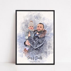 Fathers day | WATERCOLOUR PORTRAIT | personalised gift | Watercolour painting | Family Portrait | Wedding Gift | Christmas gift