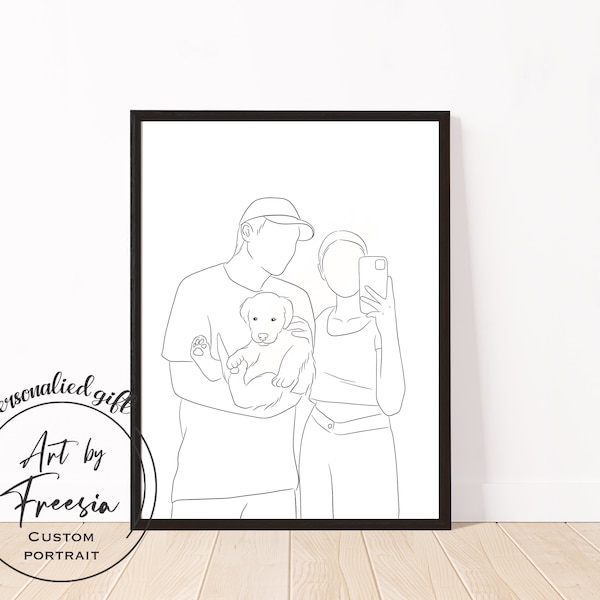 Custom line Drawing | Mothers day gift | wedding gifts | Family Portrait | Minimalist portrait | personalised gift| Faceless art | Line art