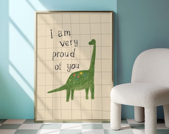 Dinosaur Transportation Nursery Print: Whimsical Kids Room Wall Art, Brontosaurus print, boys room decor, girls room, Dinosaur play room