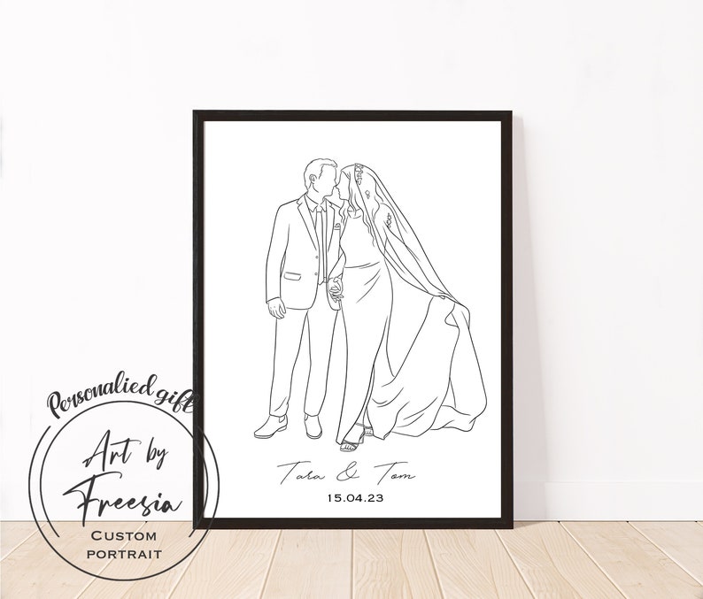 Custom line Drawing Mothers day gift wedding gifts Family Portrait Minimalist portrait personalised gift Faceless art Line art image 2
