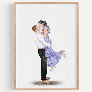 Ritratto minimalista senza volto Ritratto di famiglia ad acquerello Regalo personalizzato Ritratto da foto Regalo per coppie di anniversario Idea regalo