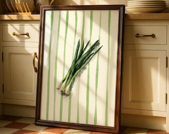 Watercolor Spring Onion Print: Minimal Kitchen Art (Digital Download)