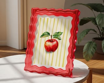 Watercolor Apple Print: Minimalist Kitchen Wall Art, Apple painting, Apple decor