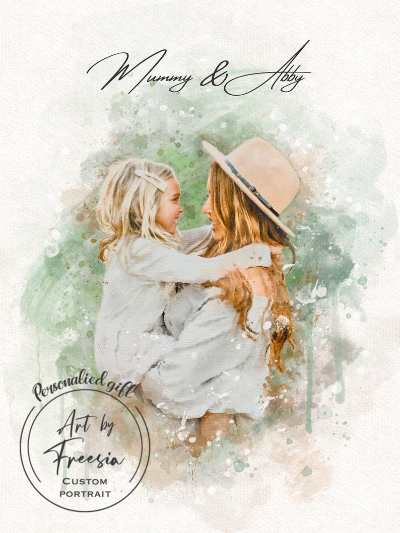 Watercolor Portrait, personalized gift, Watercolour painting, Family Portrait, Unique gift, Drawing from photo, Mothers day, Custom Gift