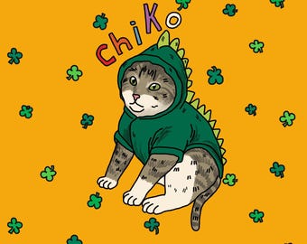 Funny Pet Portrait, Quirky Pet Portrait, Badly drawn Cat Print, Cutest Pet Gift, Personalised Cat art, Goofy Pet portrait, Hand drawn pet