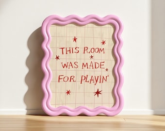 This room was made for playing poster, Retro Children Wall Art, playroom print, Modern wall art, boy room decor, boho boy room print