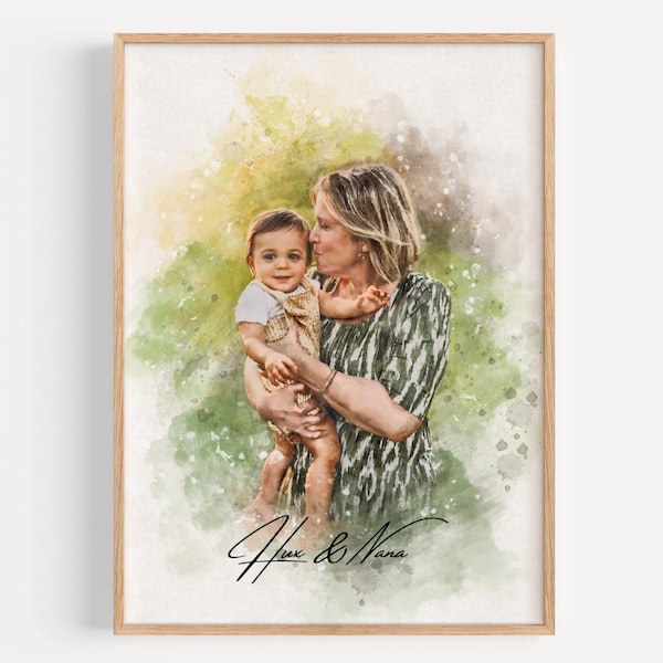 Custom Watercolor Portrait, Couples gift, in loving memory, Personalized Photo gift, Custom Family Keepsake, Best Gift for Mom, Mothers Day