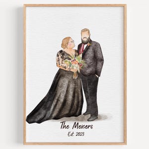 Gepersonaliseerde mini-waterverftekening Minimaal portret van foto Familieportret Portret stel jubileumcadeau Moederdagcadeau Faceless