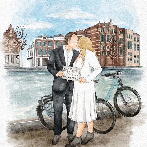 Hand drawn Personalised, Faceless Watercolor illuStration, Family portrait, Couple portrait, wedding photo gift, Custom watercolor painting