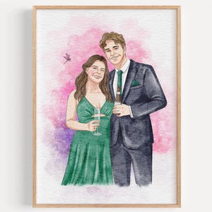 Watercolor Portrait, Family Portrait Couple Painting, Couple Anniversary, Gift For Him, Couple Illustration, Engagement Gift, Wedding gift