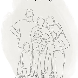 Custom line Drawing Mothers day gift wedding gifts Family Portrait Minimalist portrait personalised gift Faceless art Line art image 4