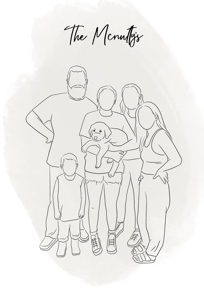 Custom line Drawing Mothers day gift wedding gifts Family Portrait Minimalist portrait personalised gift Faceless art Line art image 4