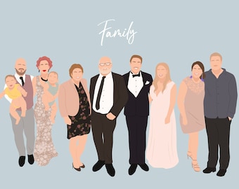 Family Portrait | Custom Drawing | Digital Portrait | Personalised Gifts | Personalised Portrait | Gift for her | Gift for grandma