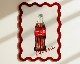 Hand-Drawn Coke Bottle Print: Trendy Kitchen Wall Art (Digital Download)