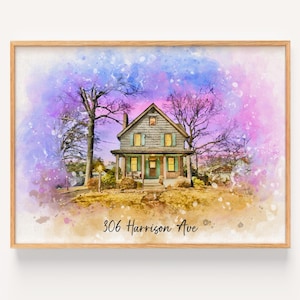 Tekening huislocatie Gepersonaliseerde housewarmingcadeau voor nieuwe huiseigenaren Housewarming Moederdagcadeau Ons eerste huis makelaar cadeau