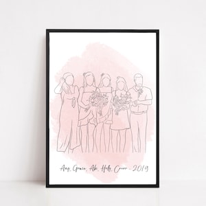 Custom line Drawing Mothers day gift wedding gifts Family Portrait Minimalist portrait personalised gift Faceless art Line art image 8