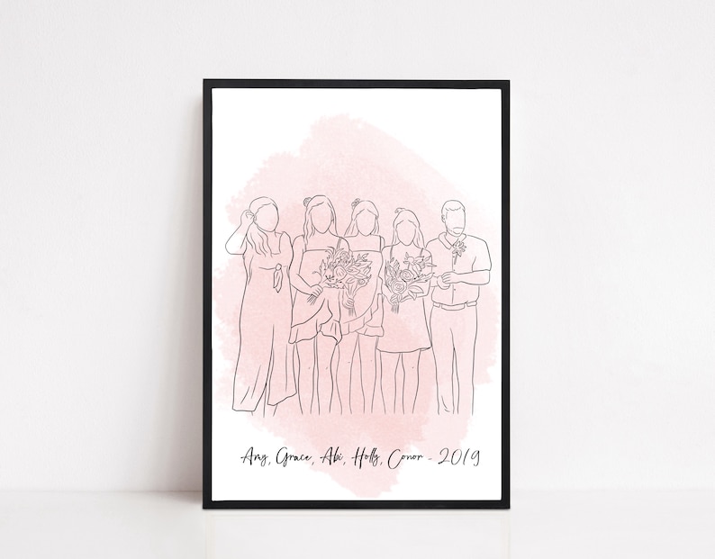 Custom line Drawing Mothers day gift wedding gifts Family Portrait Minimalist portrait personalised gift Faceless art Line art image 8