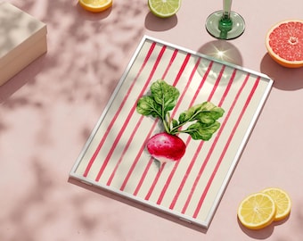 Red Turnip stripe Kitchen Print: Maximumlist Fruit Wall Art, Pink room decor, Turnip art