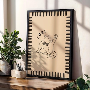 Retrato digital personalizado de mascota para perros/gatos, dibujo de arte lineal, caricatura minimalista, lindo regalo para mascota, regalo para amantes de las mascotas mal dibujado, retrato personalizado