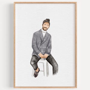 Minimaal portret Gepersonaliseerde aquareltekening Portret van foto Familieportret Stelletjesportret Jubileumcadeau Moederdagcadeau