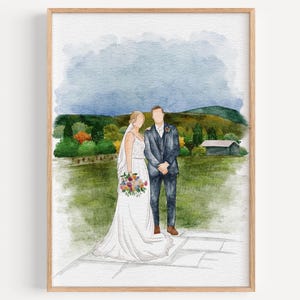 Minimlasit-portret aangepaste aquareltekening minimaal portret familieportret voor jubileumcadeau voor Moederdag Cadeau huwelijksfeest cadeau