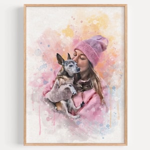 Watercolor Portrait Gift For Friend Custom Portrait Personalized Couple Gift Watercolor Painting Custom Family Portrait Gift Pet Portrait
