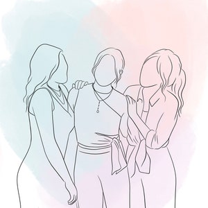 Custom line Drawing Mothers day gift wedding gifts Family Portrait Minimalist portrait personalised gift Faceless art Line art image 6