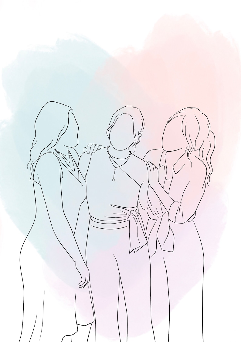 Custom line Drawing Mothers day gift wedding gifts Family Portrait Minimalist portrait personalised gift Faceless art Line art image 6