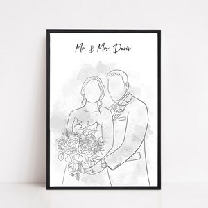 Custom line Drawing Mothers day gift wedding gifts Family Portrait Minimalist portrait personalised gift Faceless art Line art image 7