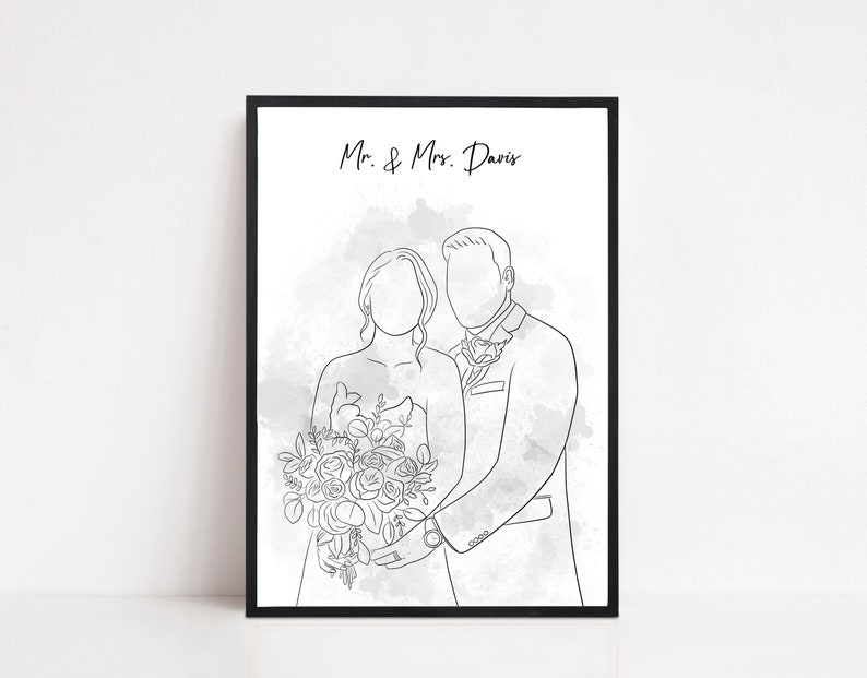 Custom line Drawing Mothers day gift wedding gifts Family Portrait Minimalist portrait personalised gift Faceless art Line art image 7