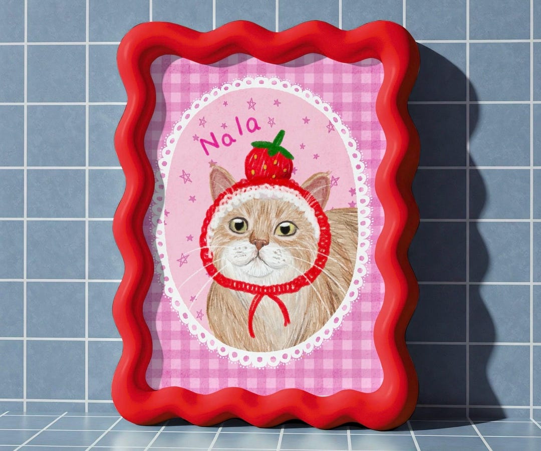 Custom Badly Drawn Pet Portrait, Personalized Cute Cat Portrait, Unique ...