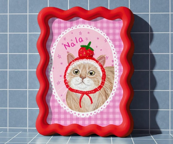 Custom Badly Drawn Pet Portrait, Personalized Cute Cat Portrait, Unique Pet Poster, Digital Printable Cat Portrait, Cutest Mom Gifts