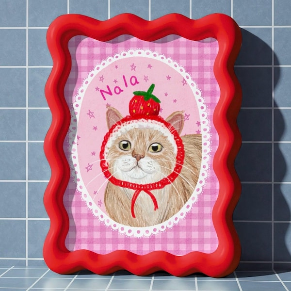 Custom Badly Drawn Pet Portrait, Personalized Cute Cat Portrait, Unique Pet Poster, Digital Printable Cat Portrait, Cutest Mom Gifts