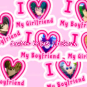 Aangepaste anime-stickers vriend/vriendin | Animestickers | Aangepaste op anime geïnspireerde stickers | Stickers waterflessen | Holografische stickers
