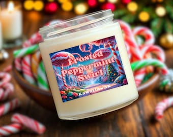 Peppermint•Swirl Candle | Limited Edition | Natural Soy Candle | Winter Candle | Christmas Candle | Candy•Cane Candle
