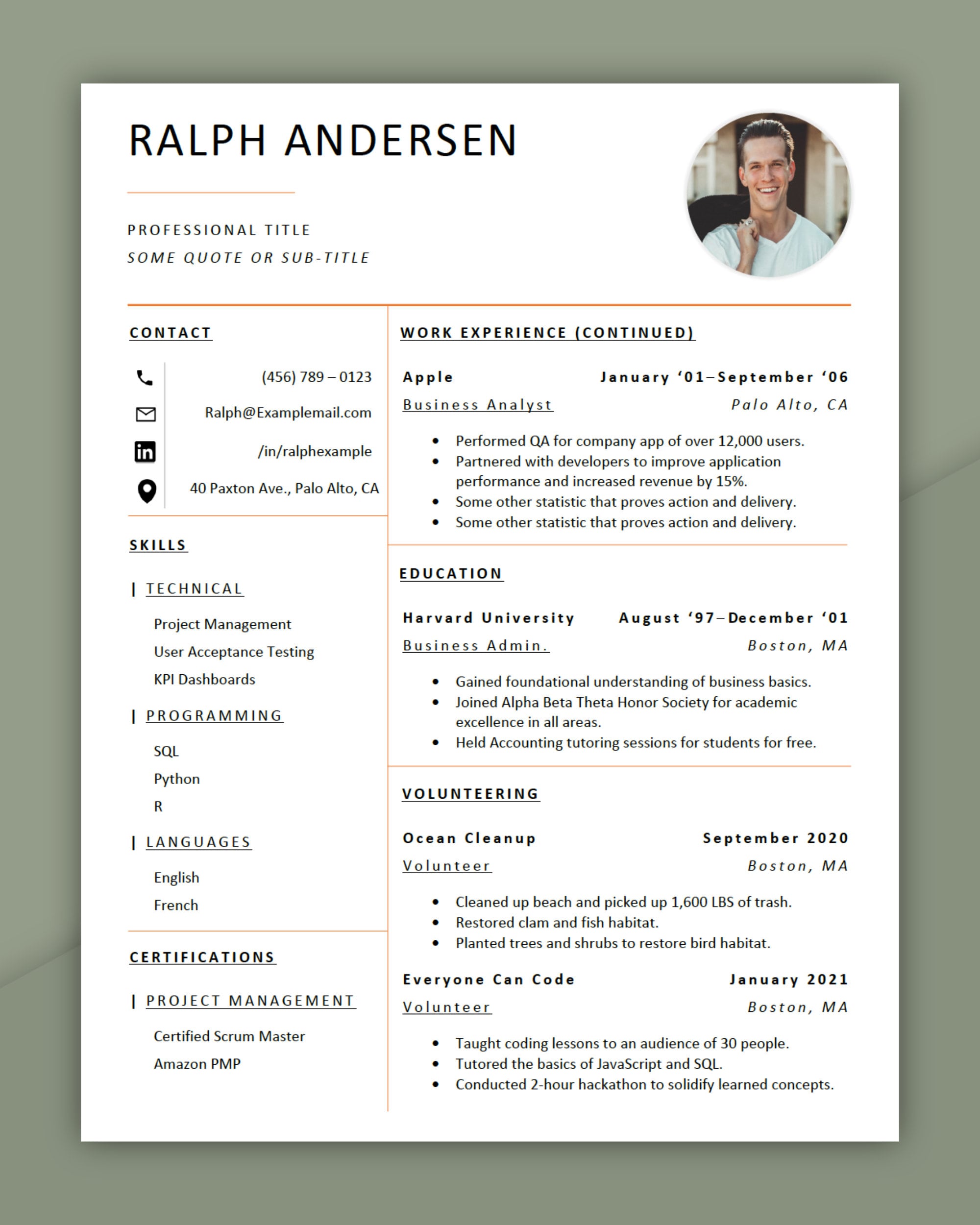 Plantilla profesional del curriculum vitae / 2 página / MS - Etsy España