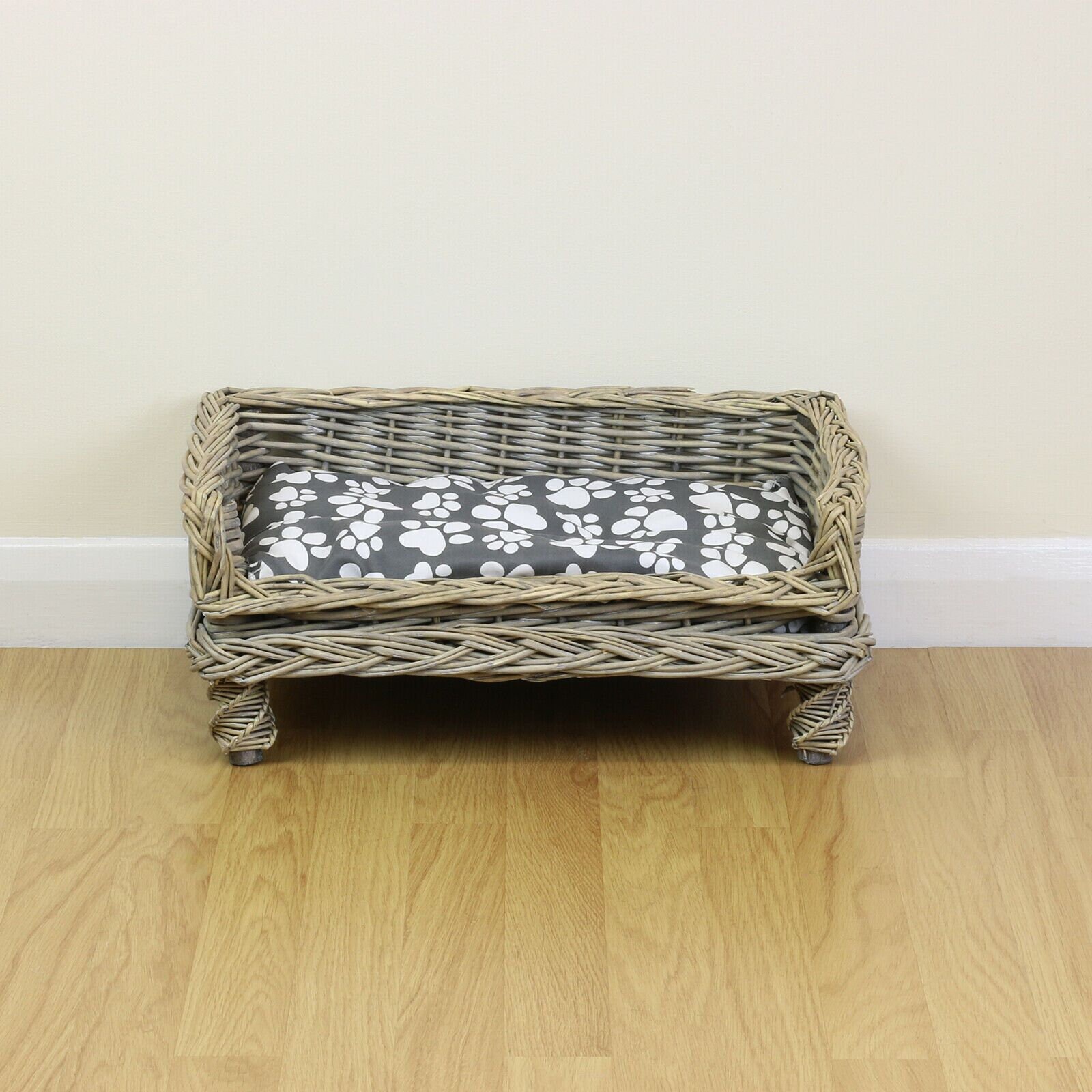 Extra Small Raised Woven Wicker Pet Bed Basket Shabby Chic Etsy