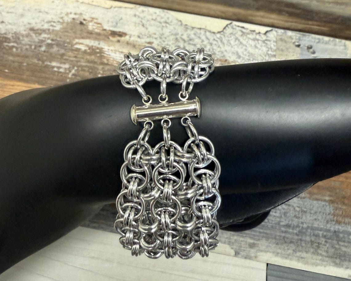 Elegant Helm Weave Chain Maille Bracelet - Handcrafted Chainmail ...