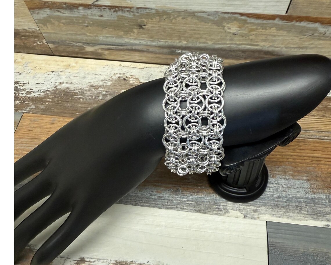 Elegant Helm Weave Chain Maille Bracelet - Handcrafted Chainmail ...