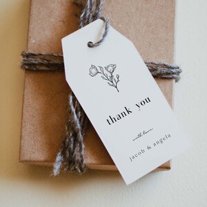 JAKE | Rose Thank You Tag bewerkbare sjabloon Digitale afdrukbare Download Party Favor Gift Bag Tags Moderne minimalistische hedendaagse tuin Boho