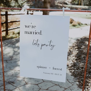 We're Married Lets Party Happily Ever After Wedding Ceremony Elopement Already Married Celebration Editable Template Welcome Sign | CREMA