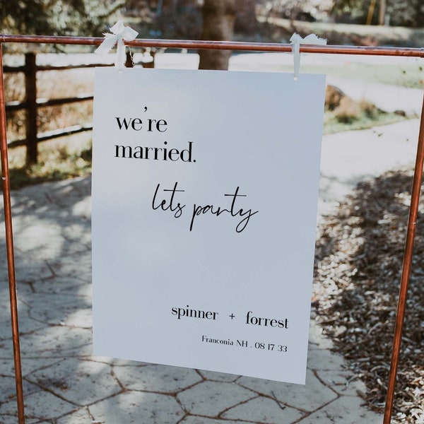 We're Married Lets Party Happily Ever After Wedding Ceremony Elopement Already Married Celebration Editable Template Welcome Sign | CREMA