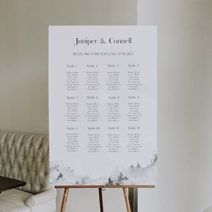GEMALTER WALD | Sitzplan Portrait große und kleine Hochzeit Editierbare Vorlage Digital druckbare Download Poster Mountain Theme Outdoor
