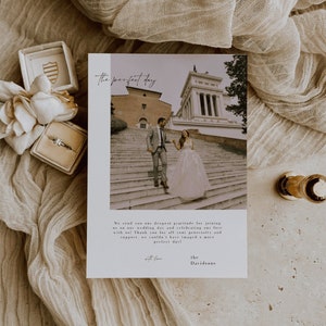 Biglietto di ringraziamento per matrimonio con modello foto modificabile / WTY003 / Biglietto di ringraziamento per matrimonio moderno e minimalista