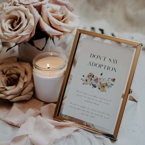Dont Say Adoption Baby Shower Adoption Party Game Printable Sign Editable Template | JOSS | Summer Spring Rose Floral Blossom Girl Theme