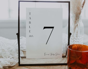 Modern Minimalist Table Number Sign Editable Template | PIPER | Table Number Sign for Any Event Classic Modern Chic Style Theme Font